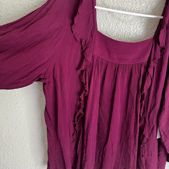 Burgundy Ruffle Blouse - Picture 3 of 6